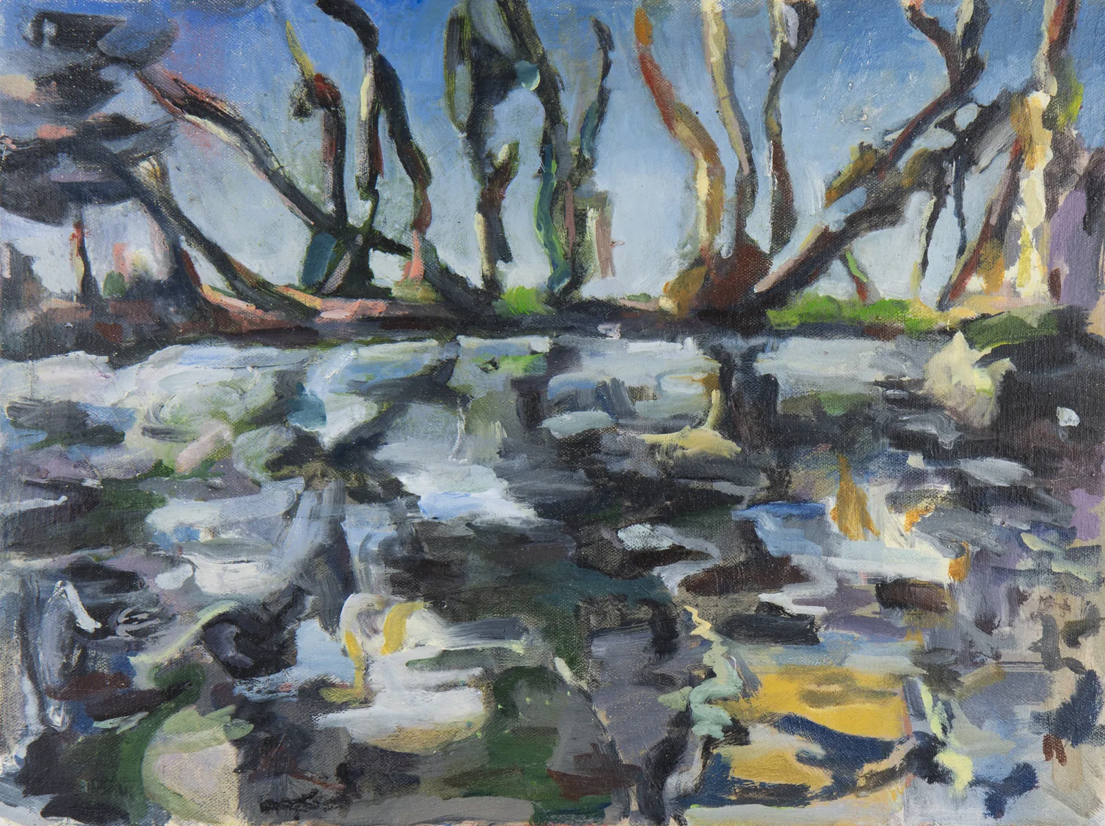 Roy Wilkins Park (sunset), 2026 · oil on canvas · 16 x 18 in
